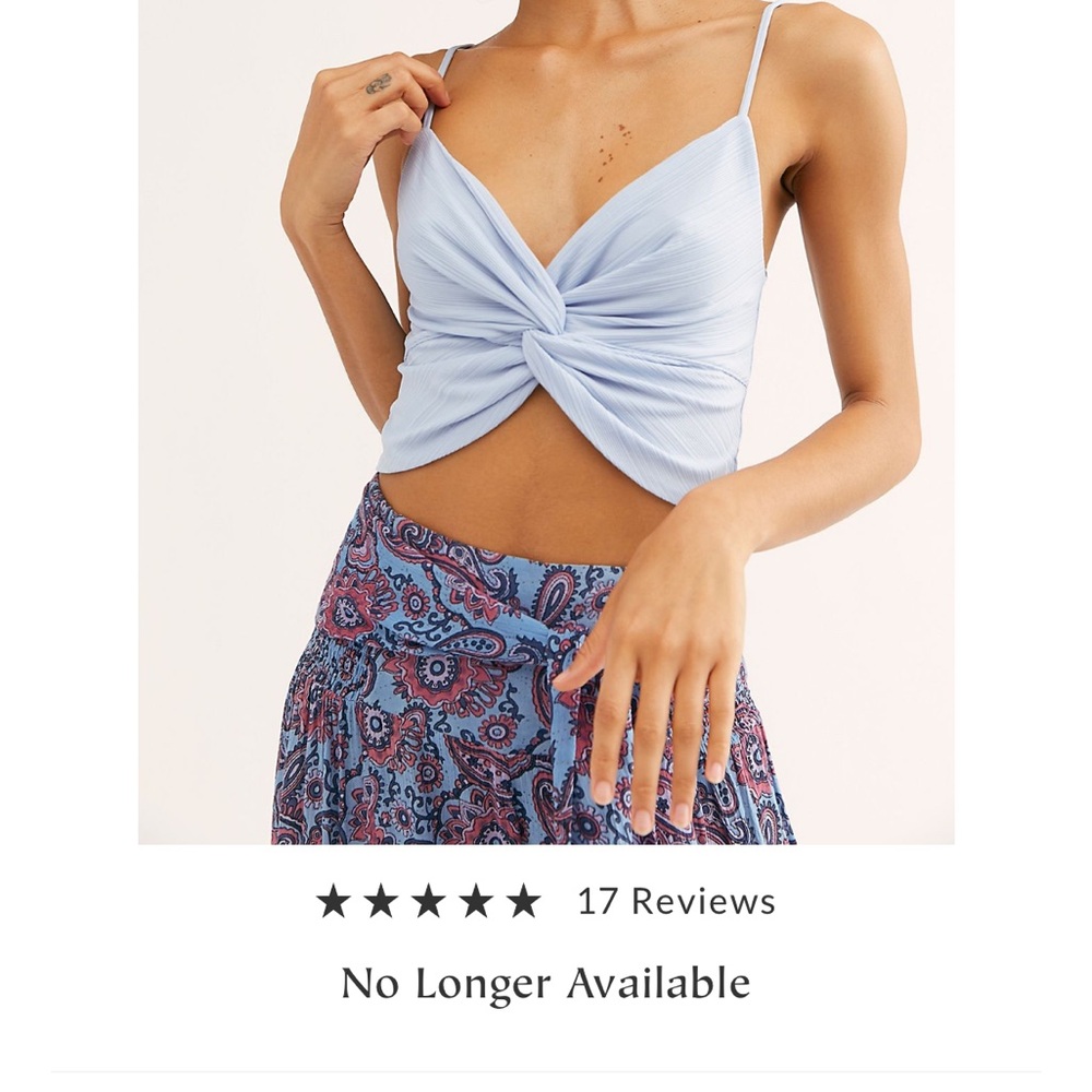 Free People Light Blue Twist Front Crop Top